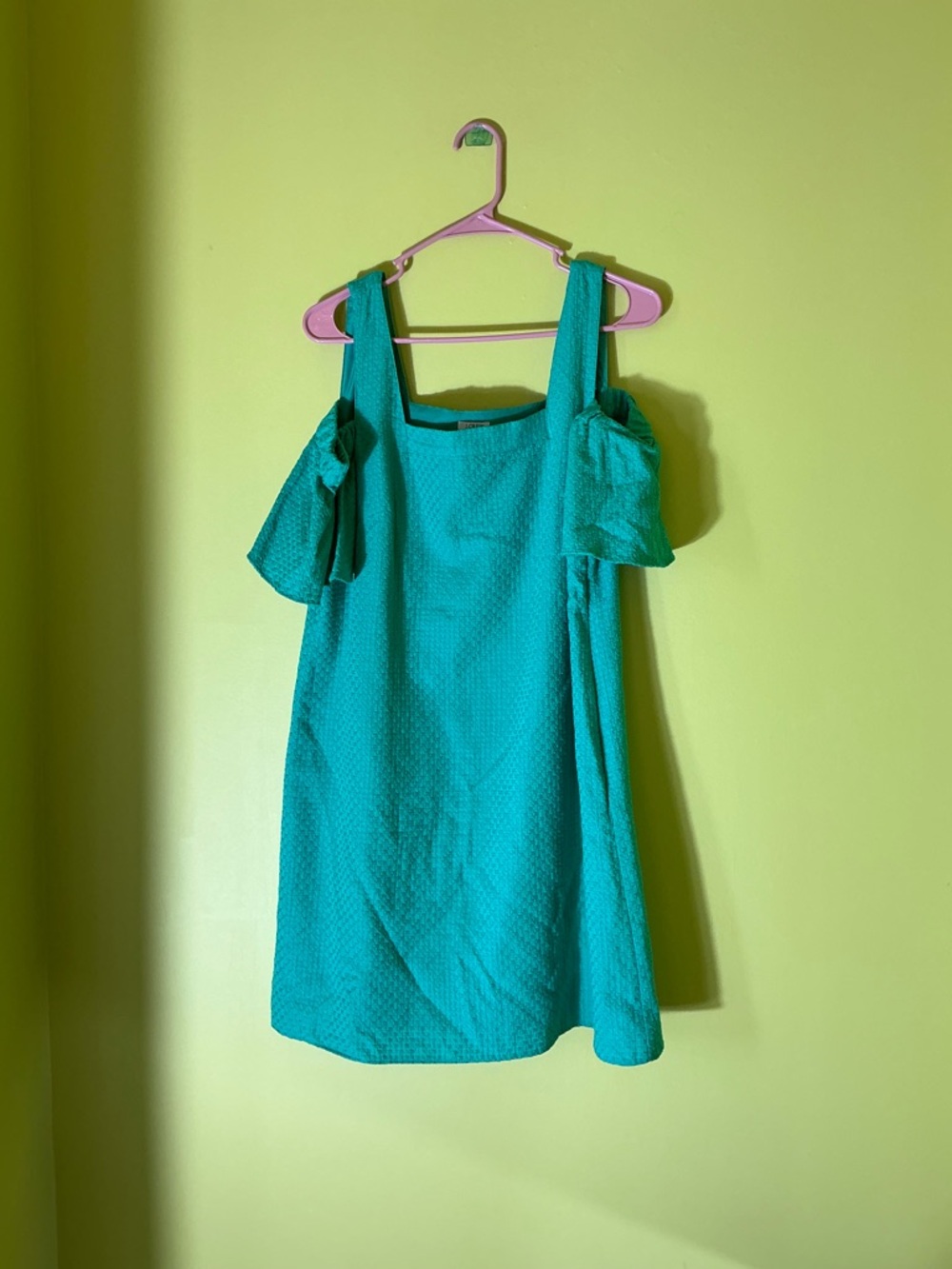 J. Crew Cold Shoulder Square Neck Shift Mini Dress Lined Green